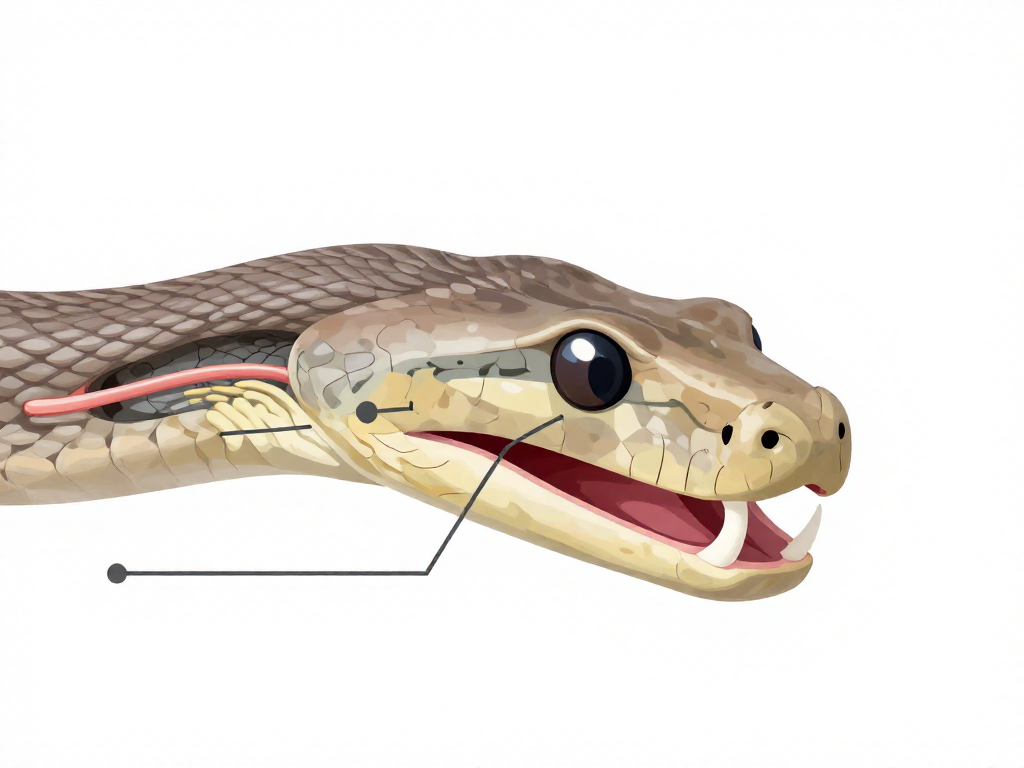 Cross-section diagram of a snake's hollow fang and venom gland showing how venom is injected