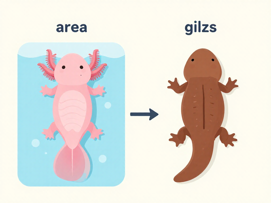 Diagram comparing a neotenic axolotl to a typical land salamander