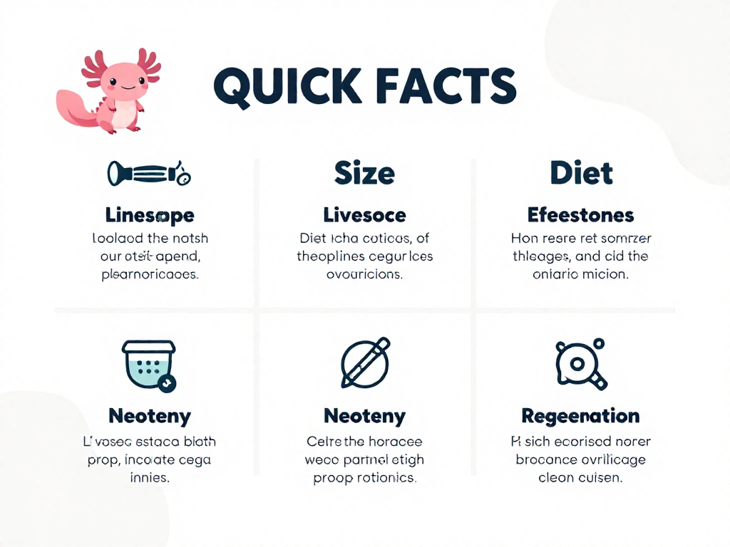 Infographic listing quick axolotl facts at a glance