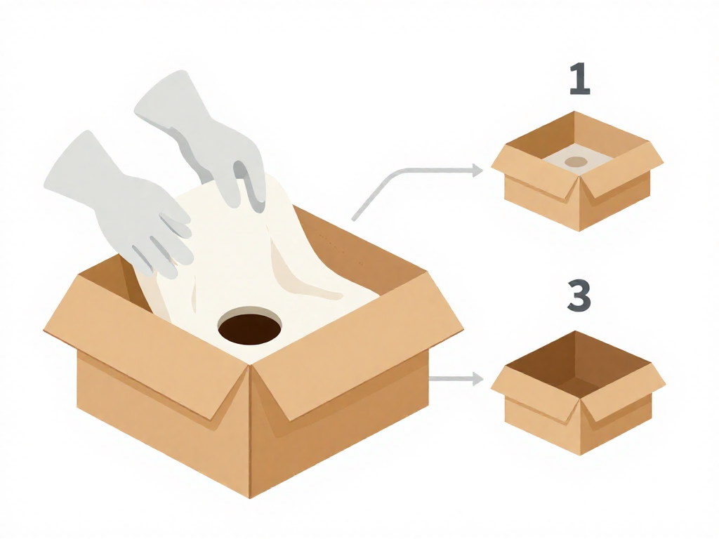 Step-by-step infographic showing how to safely place an injured animal in a ventilated towel-lined box