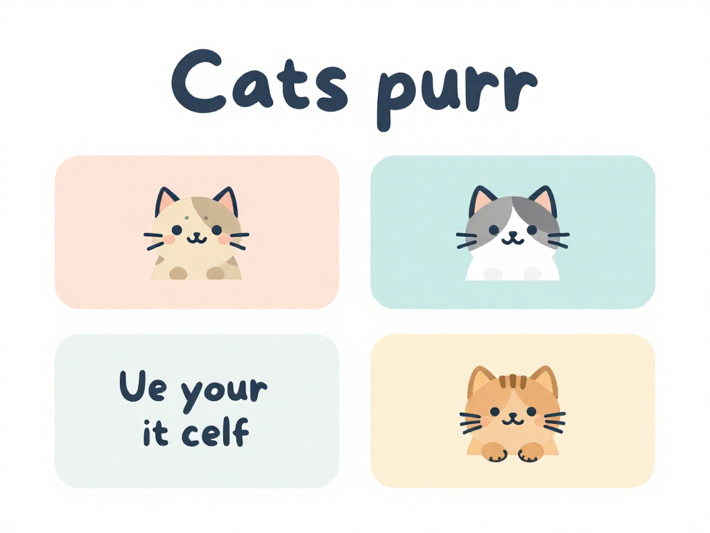 Infographic listing the surprising reasons cats purr with cute cat icons