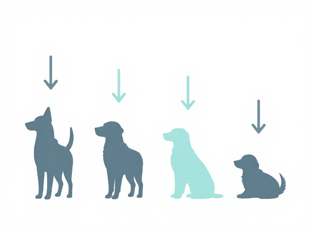Infographic comparing four dog tail wag positions and what each one signals