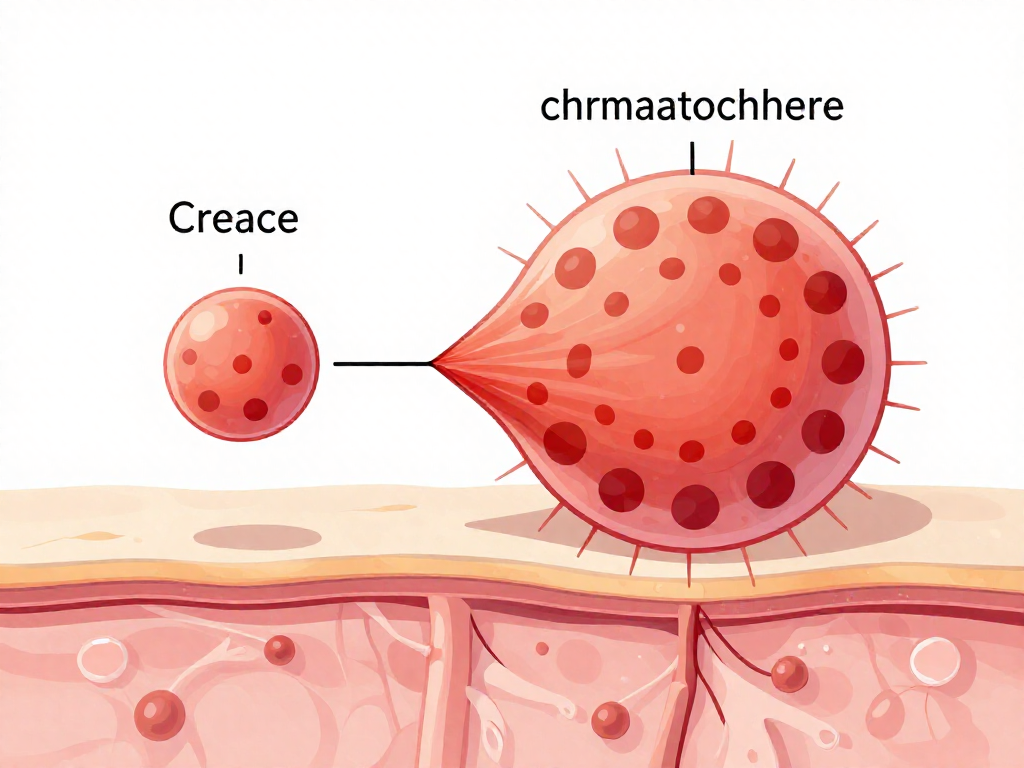 Cutaway diagram of a chromatophore cell contracting and expanding to change skin color